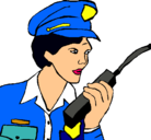 Dibujo Policía con el walkie pintado por amorcitos