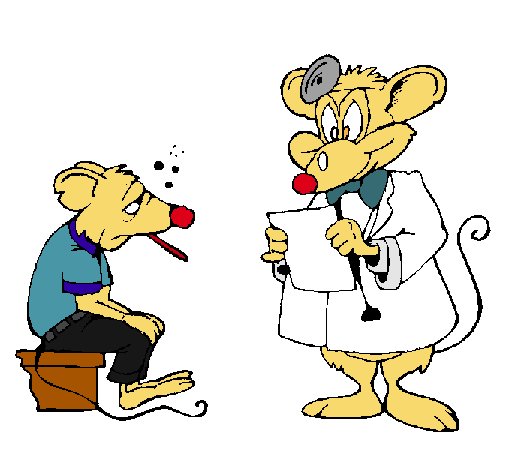 Doctor y paciente ratón