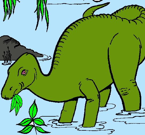 Dibujo Dinosaurio comiendo pintado por maiaparis