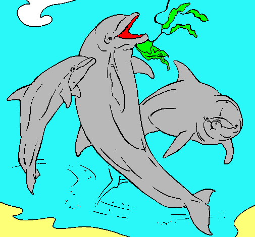 Dibujo Delfines jugando pintado por maiaparis