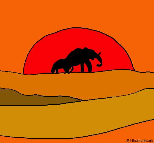 Elefante en el amanecer