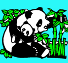 Dibujo Mama panda pintado por brian