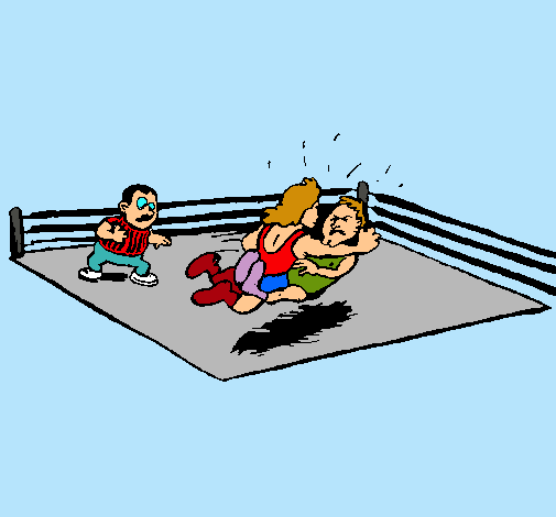 Dibujo Lucha en el ring pintado por juanda