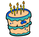 Dibujo Pastel de cumpleaños 2 pintado por pastel