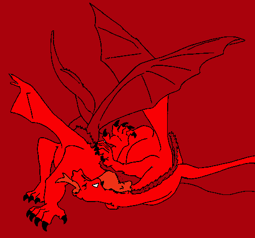 Dibujo Dragón lamiéndose pintado por JHOVANY