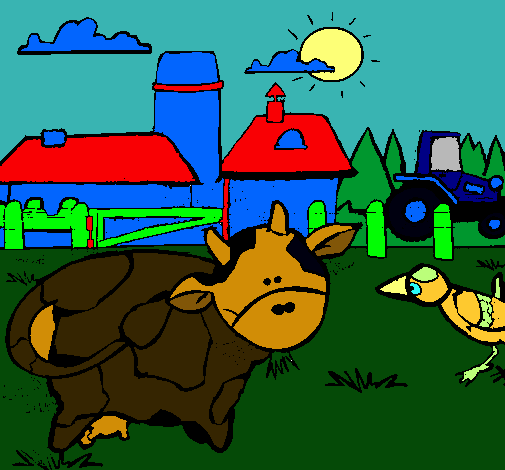 Vaca en la granja