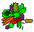 Dibujo verduras pintado por claudiasol