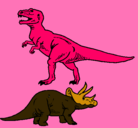 Dibujo Triceratops y tiranosaurios rex pintado por IVETA