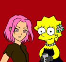 Dibujo Sakura y Lisa pintado por 2xtreme