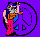 Dibujo Músico hippy pintado por purpur
