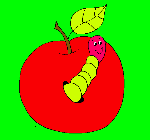 Manzana con gusano