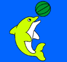 Dibujo Delfín jugando con una pelota pintado por valdan