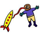 Dibujo Cohete y astronauta pintado por diegui