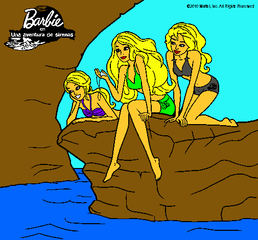 Dibujo Barbie y sus amigas sentadas pintado por mariapucel
