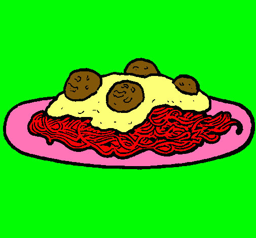 Dibujo Espaguetis con carne pintado por kike