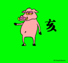 Dibujo Cerdo  pintado por helio