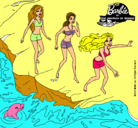 Dibujo Barbie y sus amigas en la playa pintado por celeste10