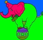 Dibujo Elefante encima de una pelota pintado por fabricio