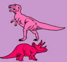 Dibujo Triceratops y tiranosaurios rex pintado por yoliparla