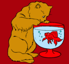Dibujo Gato mirando al pez pintado por charito
