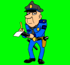 Dibujo Policía haciendo multas pintado por fabri