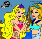 Dibujo Barbie se despiede de la reina sirena pintado por rapunzelita