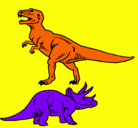 Dibujo Triceratops y tiranosaurios rex pintado por eveline