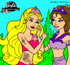 Dibujo Barbie se despiede de la reina sirena pintado por uihr48u58