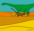 Dibujo Familia de Braquiosaurios pintado por apiusbi