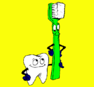 Dibujo Muela y cepillo de dientes pintado por ANDREYBER