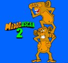 Dibujo Madagascar 2 Manson y Phil pintado por monos