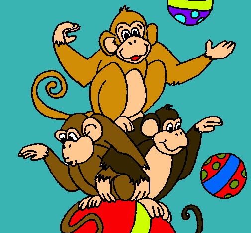 Dibujo Monos haciendo malabares pintado por miko