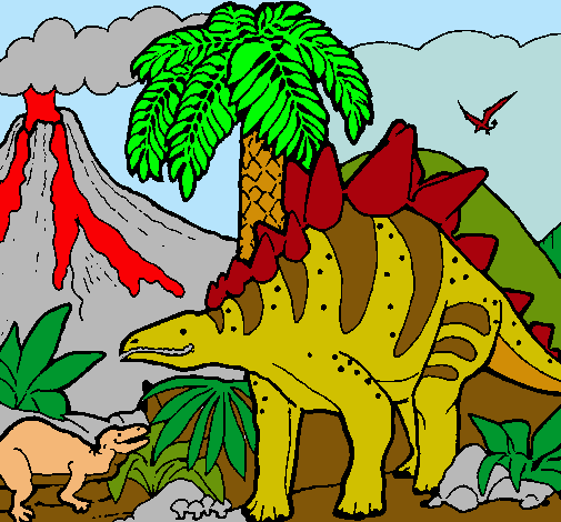 Dibujo Familia de Tuojiangosaurios pintado por leidyyiseth 