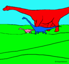Dibujo Familia de Braquiosaurios pintado por valentinamar