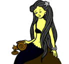 Dibujo Sirena con caracola pintado por luchianana
