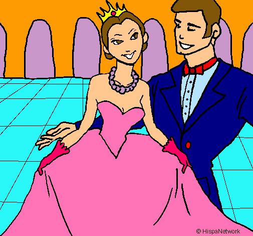Dibujo Princesa y príncipe en el baile pintado por miley7303