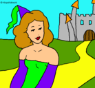 Dibujo Princesa y castillo pintado por andriana