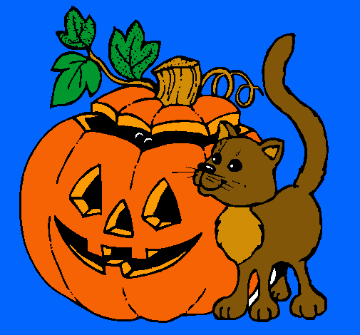 Calabaza y gato