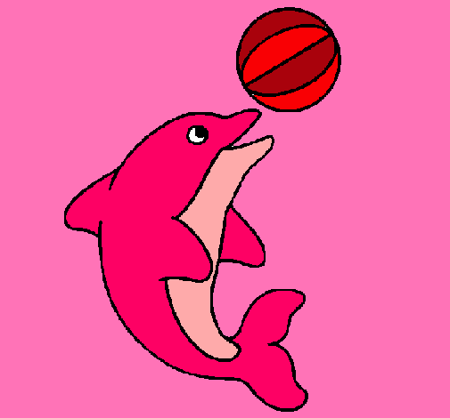 Dibujo Delfín jugando con una pelota pintado por charito