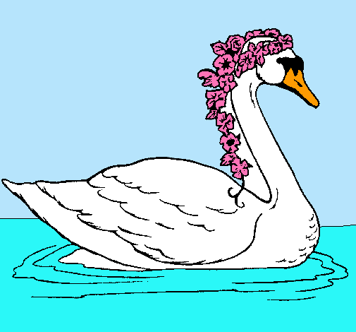 Cisne con flores