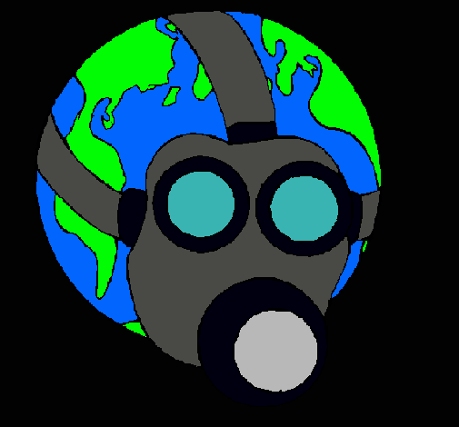 Dibujo Tierra con máscara de gas pintado por Mexe95