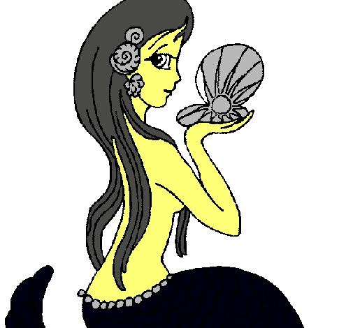 Dibujo Sirena y perla pintado por luchianana