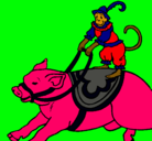 Dibujo Mono y cerdo pintado por Pantaraya