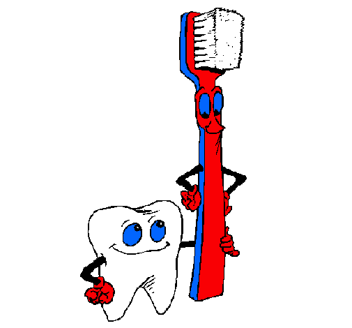 Dibujo Muela y cepillo de dientes pintado por tincho
