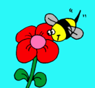 Dibujo Abeja y flor pintado por Yaamii