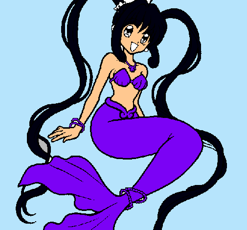 Dibujo Sirena con perlas pintado por MariaG