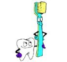 Dibujo Muela y cepillo de dientes pintado por kikin
