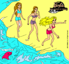 Dibujo Barbie y sus amigas en la playa pintado por miliagata