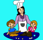 Dibujo Mama cocinera pintado por azuleta