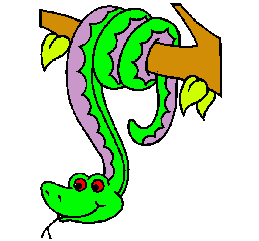 Dibujo Serpiente colgada de un árbol pintado por Jairito